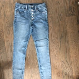 Express Mid Rise Knit Button Fly Supersoft Skinny Jeans